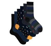 Ciocca Calcetines Hombre Cortos Fantasía Algodón Cálido - Calcetines Coloridos Suaves Cómodos Rayas Lunares - 3/6 Pares Talla 40-45 [BXCW6C_VAR_11_1]