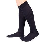 Ciocca Calcetines largos de lana de costa ancha para hombre, fabricados en Italia, resistentes, 5 pares, dos tallas, Azul Marino-5 Pares, 46-47