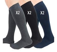 Ciocca Calcetines largos para hombre, algodón cálido trenzado resistente - 6 pares - Dos tallas, 39-42