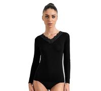 Ciocca Pura Camiseta Interior Mujer Manga Larga con Cachemira Encaje Elegante térmica cálida [P0716C_NRO_L_1]