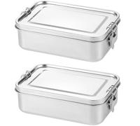 CIOIUGPIUK Fiambrera de acero inoxidable, paquete de 2 cajas Bento de 850 ml con clip de bloqueo, contenedor de almacenamiento de alimentos portátil a prueba de fugas for sándwich de ensalada