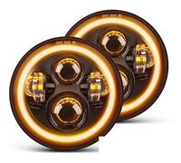 CIOKFCKIOG Faro Led Universal de 7 pulgadas para coche y motocicleta, 3500k, ámbar, blanco, DRL, Ojos de Ángel, haz alto y bajo para todoterreno, SUV y motocicleta faro moto LED(2pcs)