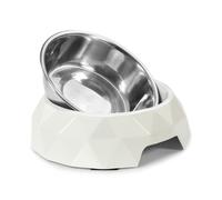 Record - Cuenco para Perros Diamond - Acero Inoxidable y melamina - Desmontable - Equipado con Gomas Antideslizantes - Dimensiones: Ø 22,5 cm - Capacidad 700 ml - Color Negro