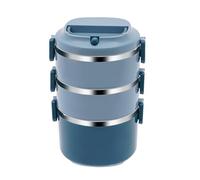 Ciounmb Bento Box de 3 capas, fiambrera de 2,4 L de acero inoxidable, apilable, recipiente aislado para alimentos, fiambrera, fiambrera con cierre de clip, sin BPA (3 capas azul)