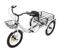 Ciounmb Triciclo plegable de 20 pulgadas para adultos, 7 velocidades con cesta de compras, cerradura, freno de disco delantero, freno de tambor trasero, bicicleta de 3 ruedas (blanco)