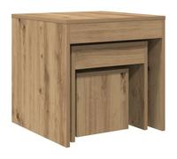 CIOURSTO Juego de Mesa de Centro Nido de 3 Piezas, Escritorio Moderno con Diseño Apilable, Mesas Auxiliares de Madera Diseñada para Sala de Estar, Dormitorio y Espacios Pequeños (Robles artesanales)
