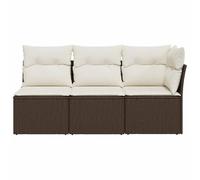 CIOURSTO Juego de Sofás de Jardín con Espacio de Almacenamiento, sofá Esquinero de Poliratán con Cojines, Muebles de Resistentes a la Intemperie para Jardín, (1 sofá Central + 2 esquineros)