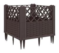 CIOURSTO Macetero Modular Decorativo de Plástico Similar Al Ratán, Cama de Jardín Al Aire Libre con Forma Personalizable con Estacas para el Suelo, Elegante Macetero con Bordes (43,5x43,5x43,5cm)