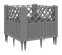 CIOURSTO Macetero Modular Decorativo de Plástico Similar Al Ratán, Cama de Jardín Al Aire Libre con Forma Personalizable con Estacas para el Suelo, Elegante Macetero con Bordes (43,5x43,5x43,5cm)