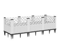 CIOURSTO Macetero Modular Decorativo de Plástico Similar Al Ratán, Cama de Jardín Al Aire Libre con Forma Personalizable con Estacas para el Suelo, Elegante Macetero con Bordes (123,5x43,5x43,5cm)