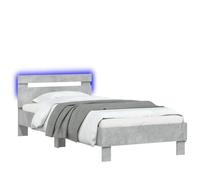 CIOURSTO Marco de Cama con Cabecera LED, Material de Madera de Ingeniería, Cama de Dormitorio con Listones de Madera Contrachapada, Conector USB (90x200cm)