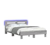 CIOURSTO Marco de Cama con Cabecera LED, Material de Madera de Ingeniería, Cama de Dormitorio con Listones de Madera Contrachapada, Conector USB (120x200cm)