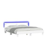 CIOURSTO Marco de Cama con Cabecera LED, Material de Madera de Ingeniería, Cama de Dormitorio con Listones de Madera Contrachapada, Conector USB (160x200cm)