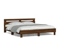 CIOURSTO Marco de Cama con Cabecera LED, Material de Madera de Ingeniería, Cama de Dormitorio con Listones de Madera Contrachapada, Conector USB (180x200cm)