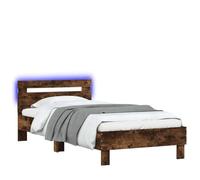CIOURSTO Marco de Cama con Cabecera LED, Material de Madera de Ingeniería, Cama de Dormitorio con Listones de Madera Contrachapada, Conector USB (100x200cm)