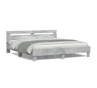 CIOURSTO Marco de Cama con Cabecera LED, Material de Madera de Ingeniería, Cama de Dormitorio con Listones de Madera Contrachapada, Conector USB (160x200cm)