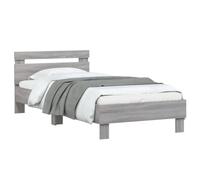 CIOURSTO Marco de Cama con Cabecera LED, Material de Madera de Ingeniería, Cama de Dormitorio con Listones de Madera Contrachapada, Conector USB (90x190cm)