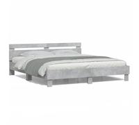 CIOURSTO Marco de Cama con Cabecera LED, Material de Madera de Ingeniería, Cama de Dormitorio con Listones de Madera Contrachapada, Conector USB (200x200cm)