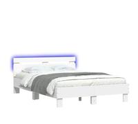 CIOURSTO Marco de Cama con Cabecera LED, Material de Madera de Ingeniería, Cama de Dormitorio con Listones de Madera Contrachapada, Conector USB (120x200cm)