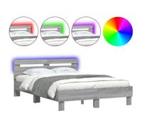 CIOURSTO Marco de Cama con Cabecera LED, Material de Madera de Ingeniería, Cama de Dormitorio con Listones de Madera Contrachapada, Conector USB (120x190cm)