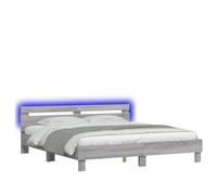 CIOURSTO Marco de Cama con Cabecera LED, Material de Madera de Ingeniería, Cama de Dormitorio con Listones de Madera Contrachapada, Conector USB (180x200cm)