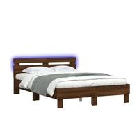 CIOURSTO Marco de Cama con Cabecera LED, Material de Madera de Ingeniería, Cama de Dormitorio con Listones de Madera Contrachapada, Conector USB (120x190cm)