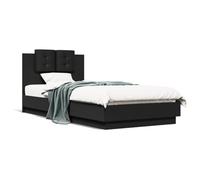 CIOURSTO Marco de Cama King Size con Iluminaciones LED RGB y Listones de Madera Contrachapada Resistentes - Base de Madera de Ingeniería Contemporánea, Cómodos Muebles de Dormitorio (100x200cm)