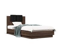 CIOURSTO Marco de Cama King Size con Iluminaciones LED RGB y Listones de Madera Contrachapada Resistentes - Base de Madera de Ingeniería Contemporánea, Cómodos Muebles de Dormitorio (90x200cm)