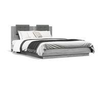 CIOURSTO Marco de Cama King Size con Iluminaciones LED RGB y Listones de Madera Contrachapada Resistentes - Base de Madera de Ingeniería Contemporánea, Cómodos Muebles de Dormitorio (150x200cm)