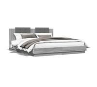 CIOURSTO Marco de Cama King Size con Iluminaciones LED RGB y Listones de Madera Contrachapada Resistentes - Base de Madera de Ingeniería Contemporánea, Cómodos Muebles de Dormitorio (160x200cm)