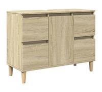 CIOURSTO Mueble de Baño con 4 Cajones y 1 Puerta, Mueble Bajo Lavabo con Patas de Madera Cónicas, Base Resistente en Madera de Ingeniería para Baño, Lavadero y Espacios Pequeños (Roble Sonoma)