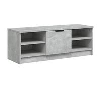 CIOURSTO Soporte para TV de Madera Minimalista Moderno, Consola Multimedia Minimalista Moderna con 1 Puerta y 4 Estantes de Almacenamiento Abiertos, Mueble para TV de Perfil bajo para (Gris Cemento)