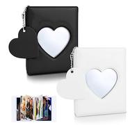 CIOUYAOS 2 álbumes de fotos Kpop, 3 pulgadas 64 bolsillos mini Kpop photocard holder con llavero, pequeño soporte para tarjetas fotográficas para coleccionar imágenes Card (Blanco y negro)