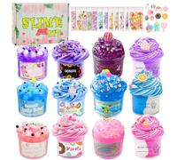 CIOXSOIO 12 Piezas 70ml Slime Kit, 12 Colores Slime para Niñas y Niños, Súper Suave y Antiadherente, Juguetes Sensoriales Antiestrés, Juego Slime DIY, Regalos para Niños Niñas
