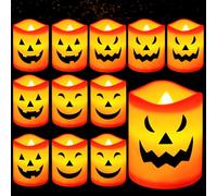 CIOXSOIO 12 piezas Velas Led Efecto Llama Halloween, Decorativas de Halloween Velas con Pilas, Luces Led Velas Electricas para Bodas, Fiestas, Vacaciones, Navidad, Decoracion Hogar