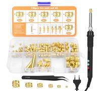 CIOXSOIO 138 Piezas Kit Insertos Roscados, 900W Soldador Estaño Control de Temperatura Digital, 130 Piezas Insertos de Tuercas de Ajuste Térmico M2/M3/M4/M5/M6/M8 Para Impresión 3D y Plástico