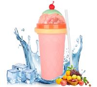 CIOXSOIO DIY Slushy Maker Cup, Slushy Maker Mug Congelado de Silicona, Maquina de Granizados Cup con Pajita y Cuchara 2 en 1, Quick Vaso para Hacer Granizado para Batido de Frutas, Rosa