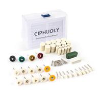 Ciphuoly Juego de Discos de Pulido de Fieltro de Lana para Dremel, 132 Piezas Accesorios de Pulido con Vástago 3mm (1/8”), 2 Pastas de Pulir y Caja de Almacenamiento, Para Metal, Joyas, Bicicleta