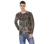 Cipo & Baxx Alloverprint CL466 - Camiseta de manga larga para hombre, antracita, M