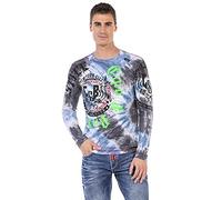 CIPO & BAXX Camisa estampada de manga larga para hombre, color azul, talla M, Azul, X-Large