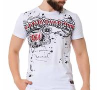 Cipo & Baxx Camiseta de hombre de algodón manga corta cuello redondo estampado camiseta CT713, Blanco, XXL