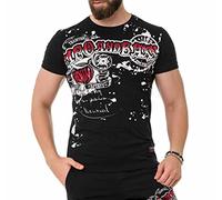 Cipo & Baxx Camiseta de hombre de algodón manga corta cuello redondo estampado camiseta CT713, Negro , S