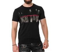 Cipo & Baxx Camiseta de manga corta impresa para hombre CT737, 733-negro, L