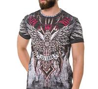 Cipo & Baxx Camiseta para hombre con cuello redondo de algodón con impresión láser CT746, gris, S