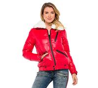 Cipo & Baxx - Chaqueta de invierno para mujer, con cuello de piel sintética, diseño cálido rojo M