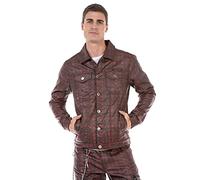 Cipo & Baxx CJ277 - Chaqueta vaquera para hombre, diseño a cuadros, rojo, XL