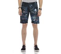 Cipo & Baxx CK205 - Pantalones cortos para hombre, bermudas, pantalones vaqueros Capri Denim Destroyed Casual Batik Lavado azul oscuro W38