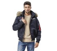 Cipo & Baxx New Coat Series - Elegante chaqueta de invierno en diseño moderno con forro interior cálido, capucha extraíble y detalles funcionales para los días fríos, CM229 Navy, L