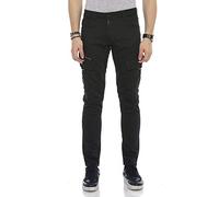 Cipo & Baxx Pantalones cargo para hombre | Biker Streetwear Denim | Bolsillos cargo Detalle Cremallera Detalle Elástico | con patrón moderno, Black-cd561, 42W / 32L