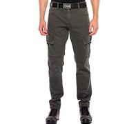 Cipo & Baxx Pantalones cargo para hombre | Biker Streetwear Denim | Bolsillos cargo Detalle Cremallera Detalle Elástico | con patrón moderno, Khaki-cd566, 36W / 32L